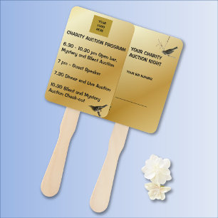 luxurious gold charity  auction  wildlife theme hand fan