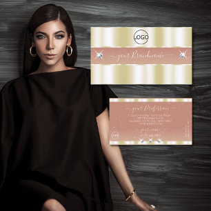 Luxurious Gold Coral Sparkling Diamonds with Logo Business Card