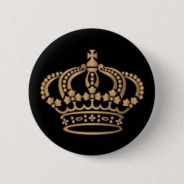 Luxurious Gold Crown Black 6 Cm Round Badge (Front)