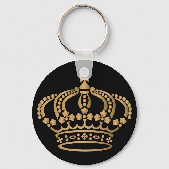 Luxurious Gold Crown Black Key Ring (Front)