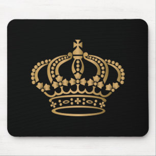 Luxurious Gold Crown Black Mouse Mat