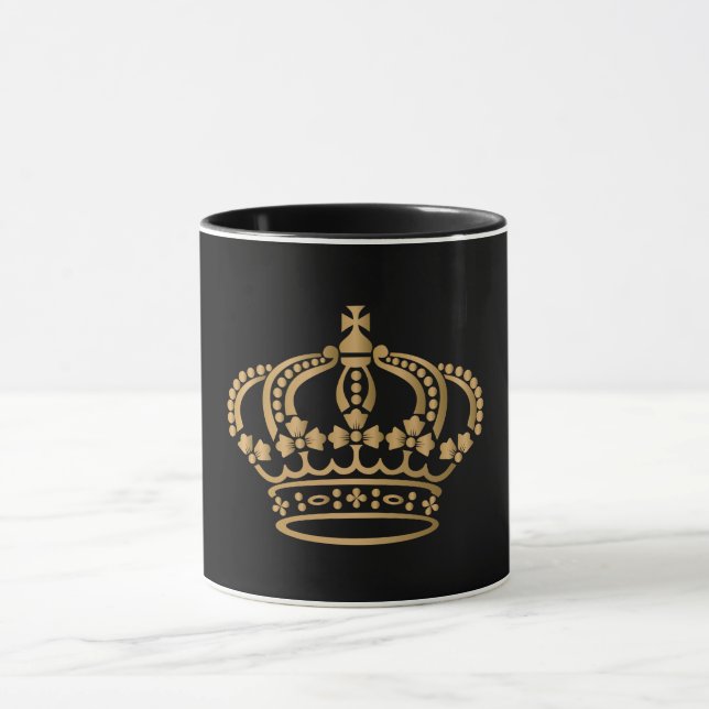 Luxurious Gold Crown Black Mug (Center)