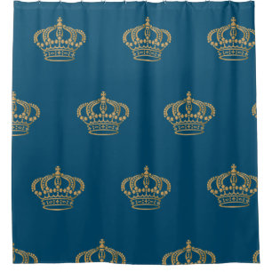 Luxurious Gold Crown Blue Shower Curtain