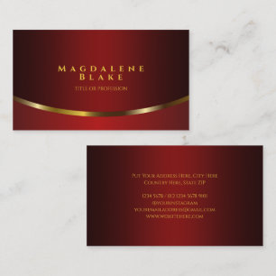 Luxurious Gold Curve Minimalist Red Burgundy Business Card
