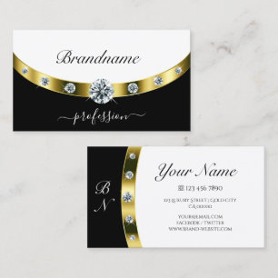 Luxurious Gold Decor Black and White Initials Business Card