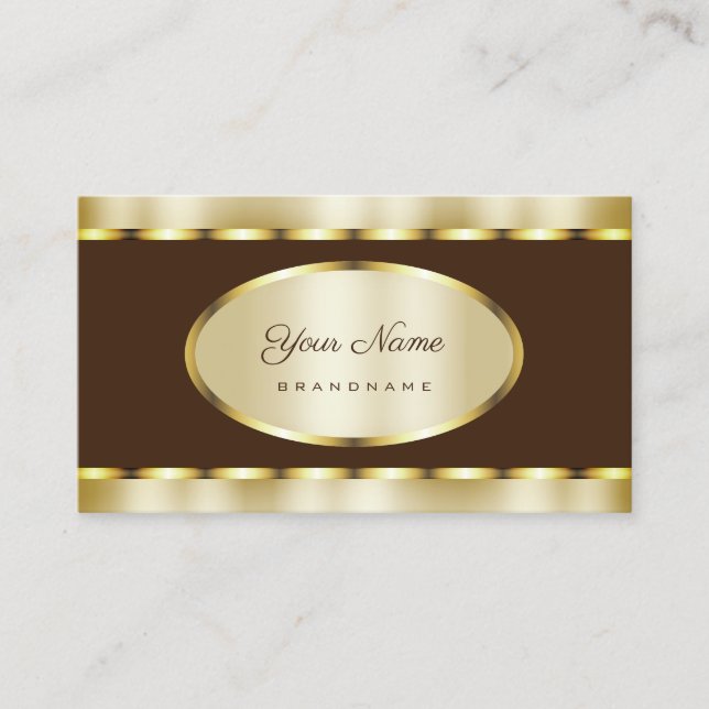 Luxurious Gold Effect with Dark Brown Professional Business Card (Front)