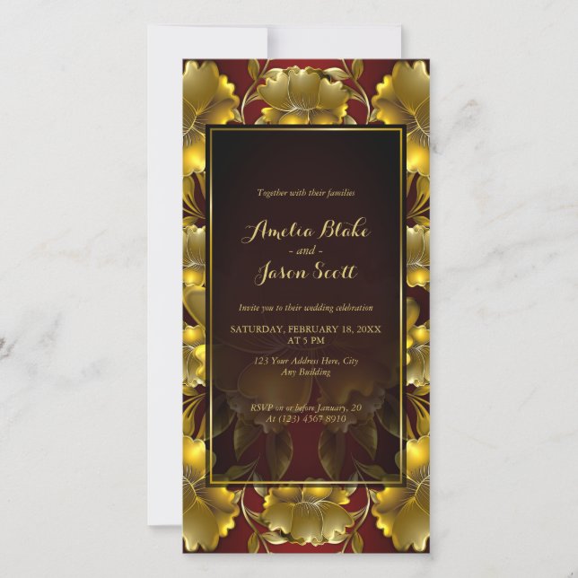 Luxurious Gold Engraved Floral Digital Invitation (Front)