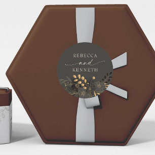 Luxurious Gold Floral Minimalist Wedding Classic Round Sticker