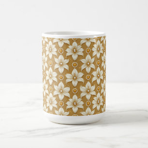Luxurious Gold Floral Pattern With White Lily Moti Coffee Mug