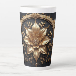Luxurious Gold Flower Latte Mug