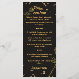 Luxurious Gold Foil Floral Wedding Menu Card