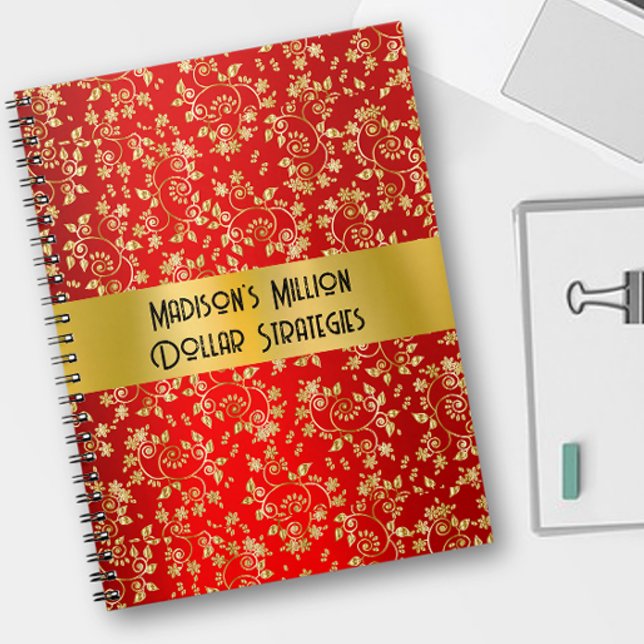 Luxurious Gold Foil Leaves Red Notebook (Creator Uploaded)