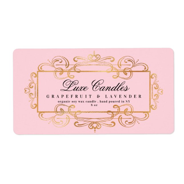 Luxurious Gold Foil Swirls Elegant Pink Product (Front)