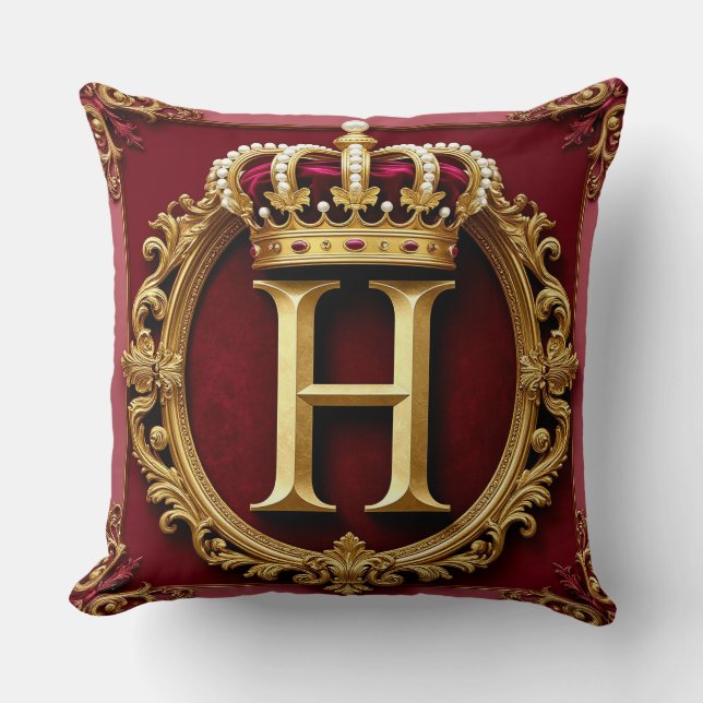 Luxurious Gold Frame With Crowned Monogram Cushion (Front)