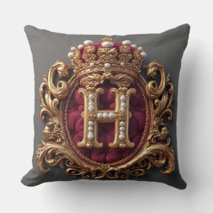 Luxurious Gold Frame With Crowned Monogram Cushion