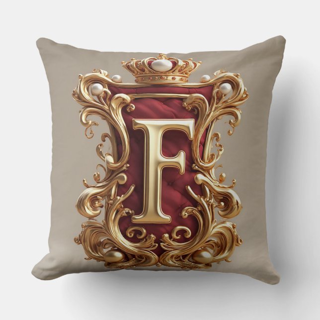 Luxurious Gold Frame With Crowned Monogram Cushion (Front)