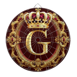 Luxurious Gold Frame With Crowned Monogram Dartboard