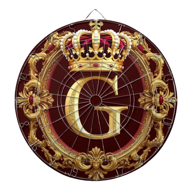Luxurious Gold Frame With Crowned Monogram Dartboard (Front)
