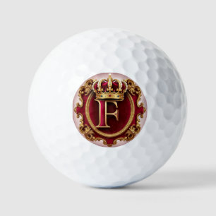 Luxurious Gold Frame With Crowned Monogram Golf Balls
