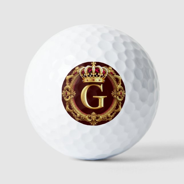 Luxurious Gold Frame With Crowned Monogram Golf Balls (Front)