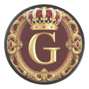 Luxurious Gold Frame With Crowned Monogram Hockey Puck