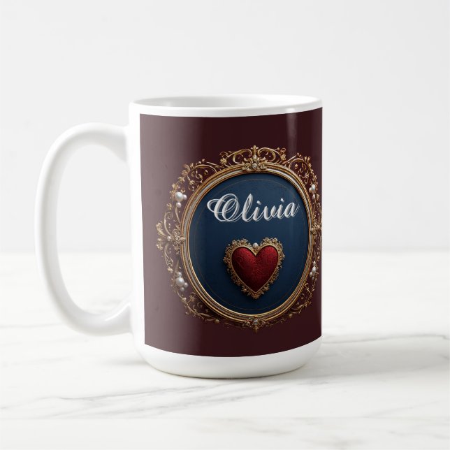 Luxurious Gold Frame With Pearls Coffee Mug (Left)