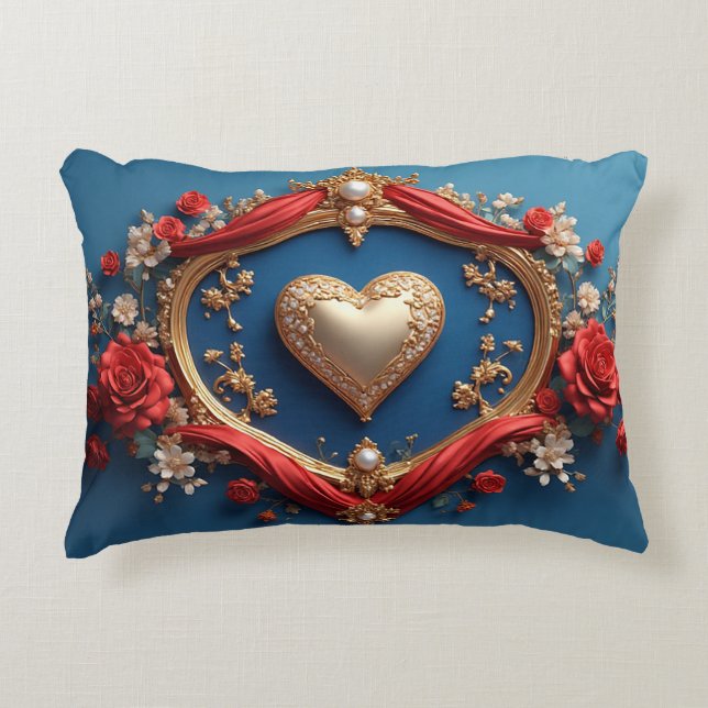 Luxurious Gold Frame With Pearls Decorative Cushion (Front)