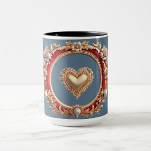 Luxurious Gold Frame With Pearls Mug