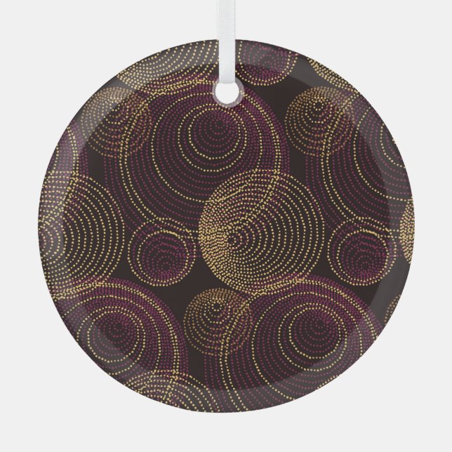 Luxurious Gold Geometric Print Glass Tree Decoration (Front)