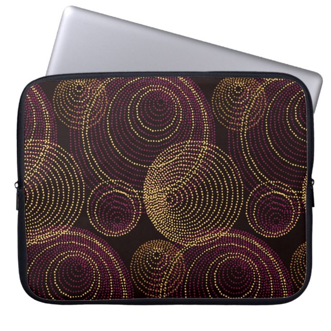 Luxurious Gold Geometric Print Laptop Sleeve (Front)