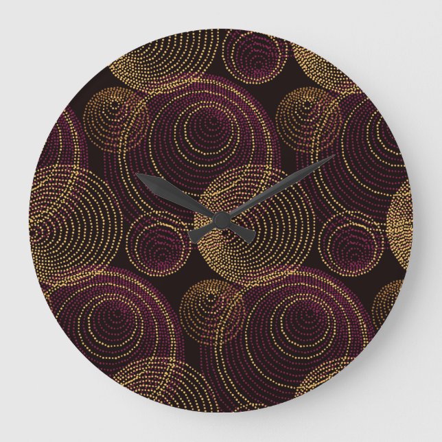 Luxurious Gold Geometric Print Large Clock (Front)