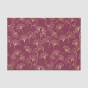 Luxurious Gold Ginkgo Leaves on Deep Burgundy Tissue Paper