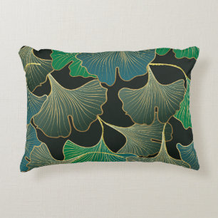 Luxurious gold Ginkgo, vintage art. Decorative Cushion