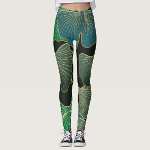 Luxurious gold Ginkgo, vintage art. Leggings