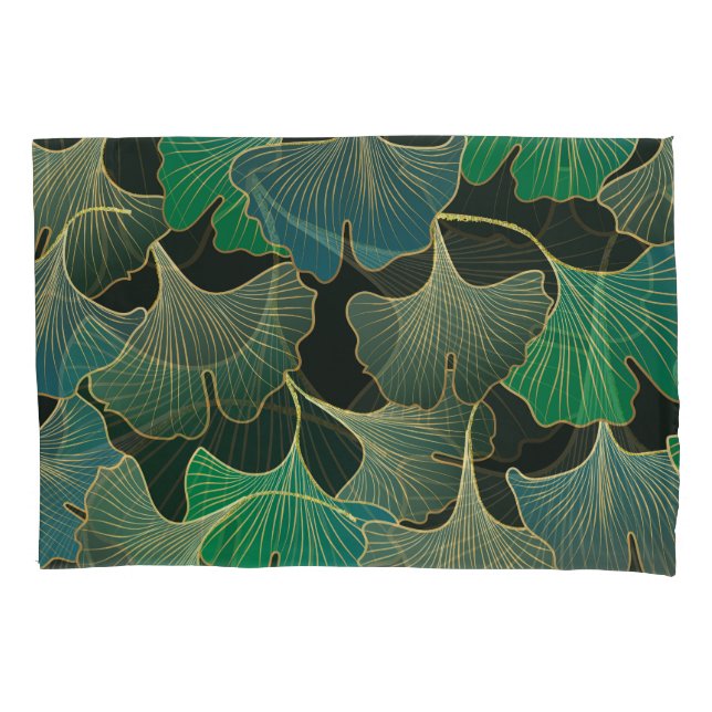 Luxurious gold Ginkgo, vintage art. Pillowcase (Front)