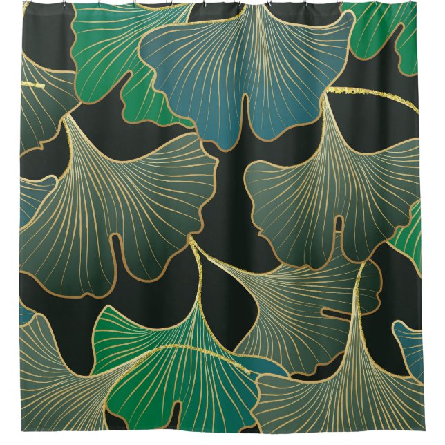Luxurious gold Ginkgo, vintage art. Shower Curtain (Front)