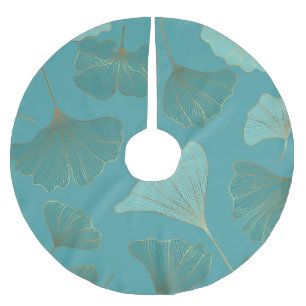 Luxurious gold Ginkgo, vintage wallpaper. Brushed Polyester Tree Skirt