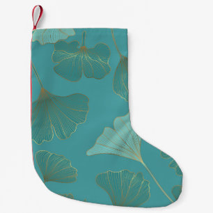 Luxurious gold Ginkgo, vintage wallpaper. Small Christmas Stocking