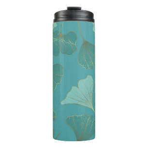 Luxurious gold Ginkgo, vintage wallpaper. Thermal Tumbler