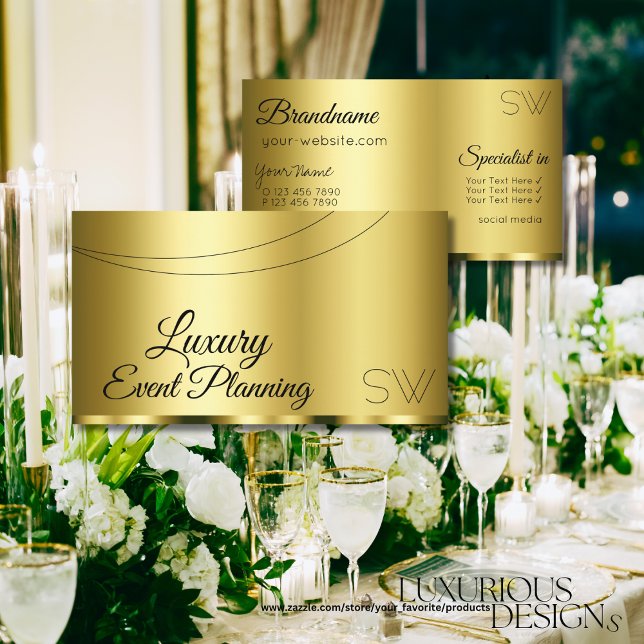 Luxurious Gold Glamourous with Monogram Stylish Business Card (Creator Uploaded)