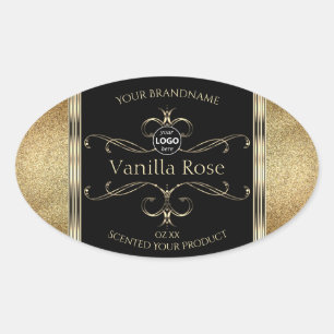Luxurious Gold Glitter Black Product Labels Logo