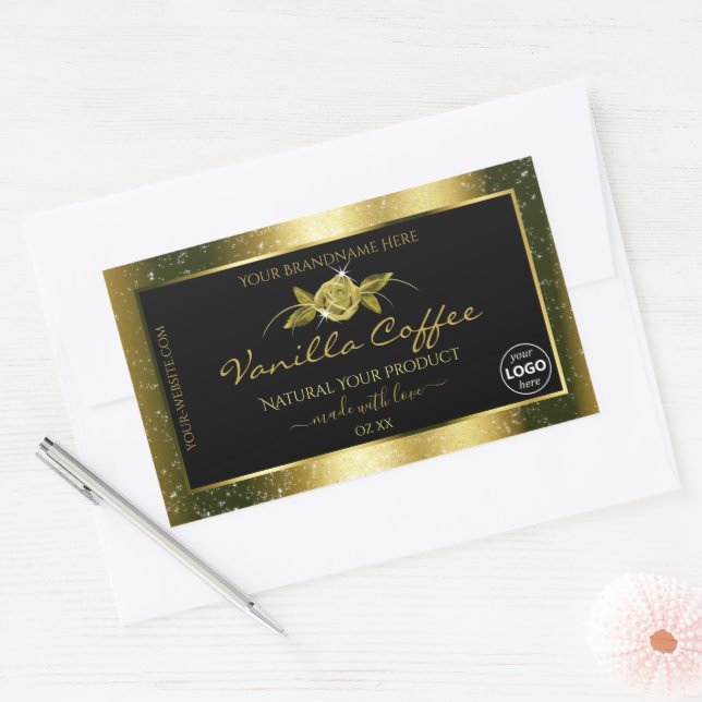 Luxurious Gold Glitter Black Product Labels Logo (Envelope)