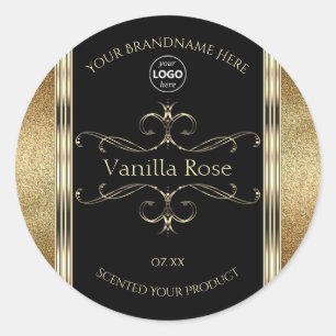 Luxurious Gold Glitter Black Product Labels Logo