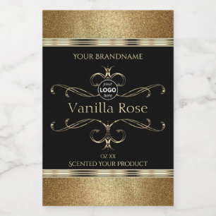 Luxurious Gold Glitter Black Product Labels Logo