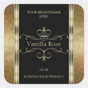 Luxurious Gold Glitter Black Product Labels Logo