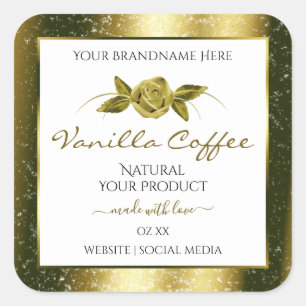 Luxurious Gold Glitter Floral White Product Labels