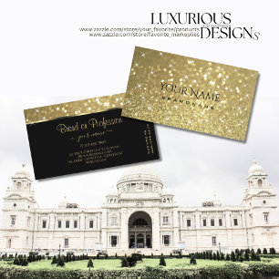 Luxurious Gold Glitter Luminous with Sparkle Stars Business Card