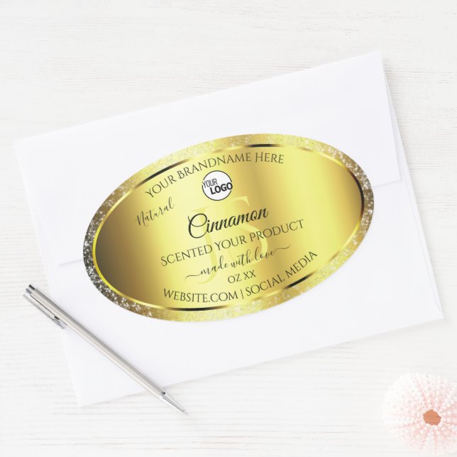 Luxurious Gold Glitter Product Label Monogram Logo (Envelope)