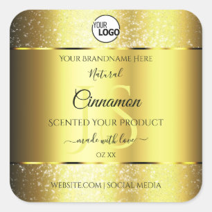 Luxurious Gold Glitter Product Label Monogram Logo