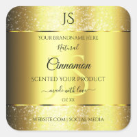 Luxurious Gold Glitter Product Label with Monogram